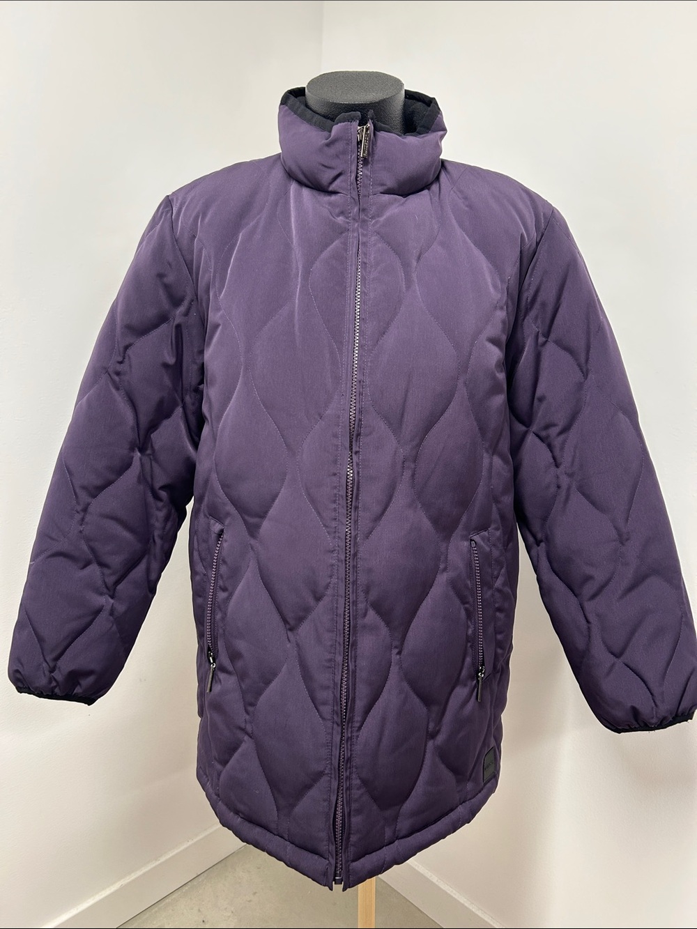 Liz Claiborne Purple Quilted Down Blend Jacket Fleece Lined Stand Collar